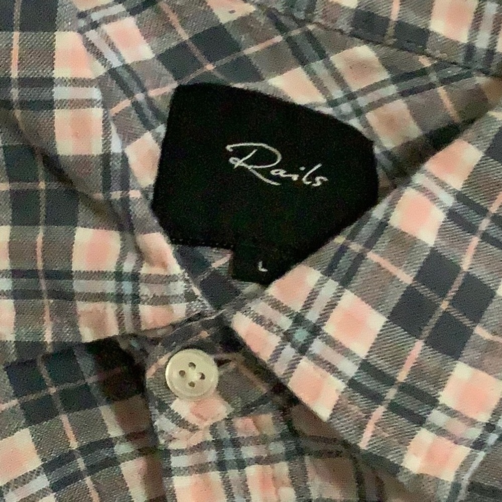 Rails Connor Plaid Linen Blend Plaid Button Up Lo… - image 3